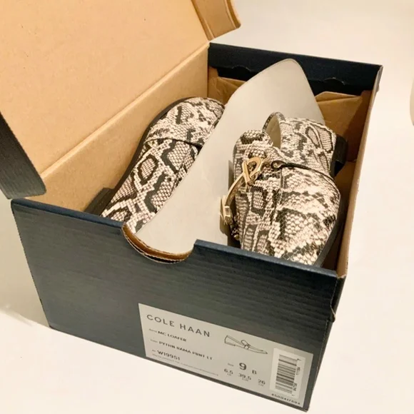 COLE HAAN Modern Classics Bit Loafer Python Rama Printed Leather Flat Shoes 9 - Picture 6 of 12